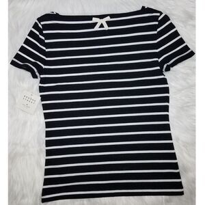 NWT|Kate Spade Striped Essential Bow Short Sleeve Top, XXS